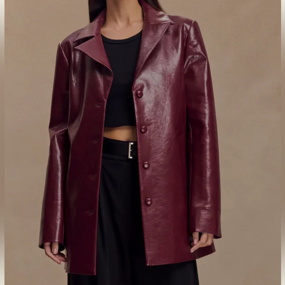 New Meshki Burgundy Leather Blazer 
New with tags